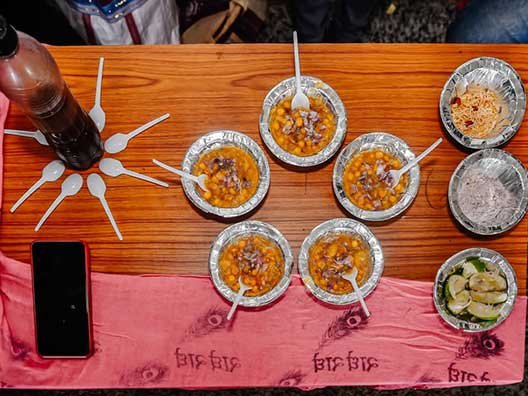 top-view-of-snacks-and-refreshments-arranged-on-a-table-for-students